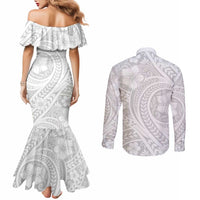 Lotu Tamaiti Samoan Polynesian Tribal Couples Matching Mermaid Dress and Long Sleeve Button Shirt - Polynesian Pride