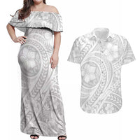 Lotu Tamaiti Samoan Polynesian Tribal Couples Matching Off Shoulder Maxi Dress and Hawaiian Shirt - Polynesian Pride