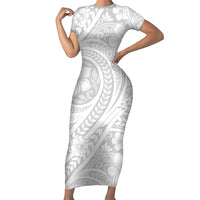 Lotu Tamaiti Samoan Polynesian Tribal Short Sleeve Bodycon Dress - Polynesian Pride