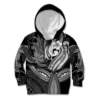 Polynesia Kid Hoodie Whale Tale and Polynesian Sunset Plumeria Black LT9 Hoodie Black - Polynesian Pride