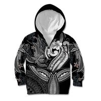 Polynesia Kid Hoodie Whale Tale and Polynesian Sunset Plumeria Black LT9 Zip Hoodie Black - Polynesian Pride