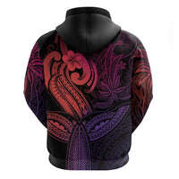 Polynesia Hoodie Whale Tale and Polynesian Sunset Plumeria Pink LT9 - Polynesian Pride