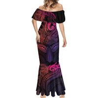 Polynesia Mermaid Dress Whale Tale and Polynesian Sunset Plumeria Pink LT9 - Polynesian Pride