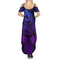 Polynesia Summer Maxi Dress Whale Tale and Polynesian Sunset Plumeria Purple LT9 - Polynesian Pride