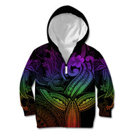 Polynesia Kid Hoodie Whale Tale and Polynesian Sunset Plumeria Rainbow LT9 Zip Hoodie Rainbow - Polynesian Pride