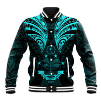 FSM Chuuk States Baseball Jacket Micronesia Vintage Polynesian Tribal Aqua Version LT9 Unisex Aqua - Polynesian Pride