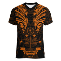 FSM Chuuk States Women V Neck T Shirt Micronesia Vintage Polynesian Tribal Gold Version LT9 Female Gold - Polynesian Pride