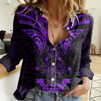 FSM Chuuk States Women Casual Shirt Micronesia Vintage Polynesian Tribal Purple Version LT9 Female Purple - Polynesian Pride