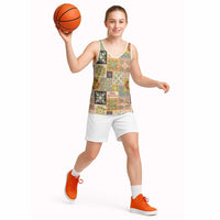 Mele Kalikimaka Hawaii Christmas Basketball Jersey Melemele Mama Seamless Floral Motif - Polynesian Pride