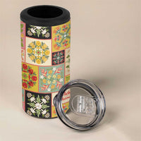 Mele Kalikimaka Hawaii Christmas 4 in 1 Can Cooler Tumbler Melemele Mama Seamless Floral Motif - Polynesian Pride