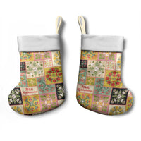 Mele Kalikimaka Hawaii Christmas Stocking Melemele Mama Seamless Floral Motif - Polynesian Pride