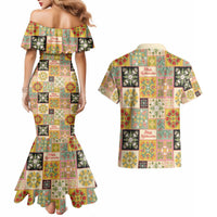 Mele Kalikimaka Hawaii Christmas Couples Matching Mermaid Dress and Hawaiian Shirt Melemele Mama Seamless Floral Motif LT9 - Polynesian Pride
