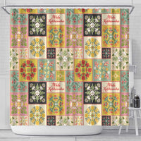 Mele Kalikimaka Hawaii Christmas Shower Curtain Melemele Mama Seamless Floral Motif - Polynesian Pride