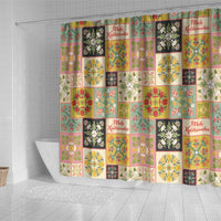 Mele Kalikimaka Hawaii Christmas Shower Curtain Melemele Mama Seamless Floral Motif - Polynesian Pride