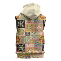 Mele Kalikimaka Hawaii Christmas Sleeveless Hoodie Melemele Mama Seamless Floral Motif LT9 - Polynesian Pride