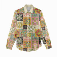 Mele Kalikimaka Hawaii Christmas Women Casual Shirt Melemele Mama Seamless Floral Motif - Polynesian Pride