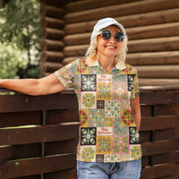 Mele Kalikimaka Hawaii Christmas Women Polo Shirt Melemele Mama Seamless Floral Motif - Polynesian Pride