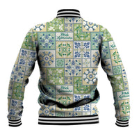 Mele Kalikimaka Hawaii Christmas Baseball Jacket Omaomao Seamless Floral Motif - Polynesian Pride