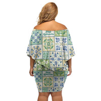 Mele Kalikimaka Hawaii Christmas Family Matching Off Shoulder Short Dress and Hawaiian Shirt Omaomao Seamless Floral Motif - Polynesian Pride