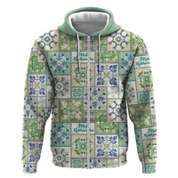 Mele Kalikimaka Hawaii Christmas Zip Hoodie Omaomao Seamless Floral Motif - Polynesian Pride