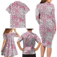 Mele Kalikimaka Hawaii Christmas Family Matching Long Sleeve Bodycon Dress and Hawaiian Shirt Akala Seamless Floral Motif LT9 - Polynesian Pride
