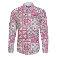 Mele Kalikimaka Hawaii Christmas Family Matching Off The Shoulder Long Sleeve Dress and Hawaiian Shirt Akala Seamless Floral Motif - Polynesian Pride