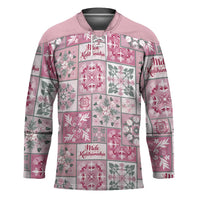 Mele Kalikimaka Hawaii Christmas Hockey Jersey Akala Seamless Floral Motif - Polynesian Pride