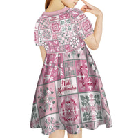 Mele Kalikimaka Hawaii Christmas Kid Short Sleeve Dress Akala Seamless Floral Motif - Polynesian Pride