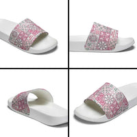 Mele Kalikimaka Hawaii Christmas Slide Sandals Akala Seamless Floral Motif - Polynesian Pride