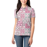 Mele Kalikimaka Hawaii Christmas Women Polo Shirt Akala Seamless Floral Motif - Polynesian Pride