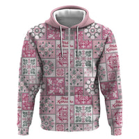 Mele Kalikimaka Hawaii Christmas Zip Hoodie Akala Seamless Floral Motif - Polynesian Pride