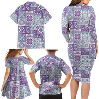 Mele Kalikimaka Hawaii Christmas Family Matching Long Sleeve Bodycon Dress and Hawaiian Shirt Poni Seamless Floral Motif LT9 - Polynesian Pride