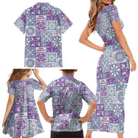 Mele Kalikimaka Hawaii Christmas Family Matching Short Sleeve Bodycon Dress and Hawaiian Shirt Poni Seamless Floral Motif LT9 - Polynesian Pride