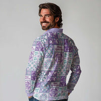 Mele Kalikimaka Hawaii Christmas Long Sleeve Polo Shirt Poni Seamless Floral Motif - Polynesian Pride