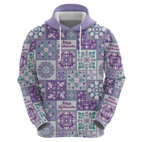 Mele Kalikimaka Hawaii Christmas Zip Hoodie Poni Seamless Floral Motif - Polynesian Pride