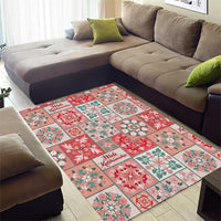 Mele Kalikimaka Hawaii Christmas Area Rug Ulaula Seamless Floral Motif - Polynesian Pride