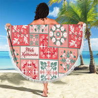 Mele Kalikimaka Hawaii Christmas Beach Blanket Ulaula Seamless Floral Motif - Polynesian Pride