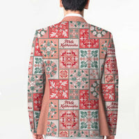 Mele Kalikimaka Hawaii Christmas Blazer Ulaula Seamless Floral Motif - Polynesian Pride