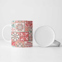 Mele Kalikimaka Hawaii Christmas Ceramic Mug Ulaula Seamless Floral Motif - Polynesian Pride