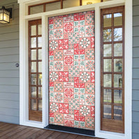 Mele Kalikimaka Hawaii Christmas Door Cover Ulaula Seamless Floral Motif - Polynesian Pride