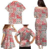 Mele Kalikimaka Hawaii Christmas Family Matching Puletasi and Hawaiian Shirt Ulaula Seamless Floral Motif LT9 - Polynesian Pride