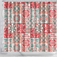 Mele Kalikimaka Hawaii Christmas Shower Curtain Ulaula Seamless Floral Motif - Polynesian Pride