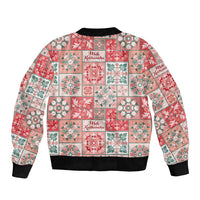Mele Kalikimaka Hawaii Christmas Sleeve Zip Bomber Jacket Ulaula Seamless Floral Motif - Polynesian Pride