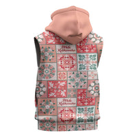 Mele Kalikimaka Hawaii Christmas Sleeveless Zip Hoodie Ulaula Seamless Floral Motif - Polynesian Pride