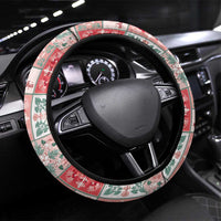 Mele Kalikimaka Hawaii Christmas Steering Wheel Cover Ulaula Seamless Floral Motif - Polynesian Pride