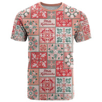 Mele Kalikimaka Hawaii Christmas T Shirt Ulaula Seamless Floral Motif - Polynesian Pride