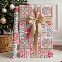 Mele Kalikimaka Hawaii Christmas Wrapping Paper Ulaula Seamless Floral Motif - Polynesian Pride