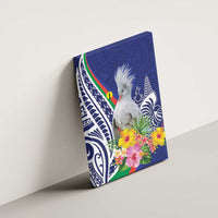 New Caledonia Kagu Bird Canvas Wall Art Polynesian Tropical Flowers