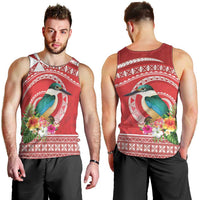 Wallis et Futuna Kingfisher Men Tank Top Polynesian Tropical Flowers