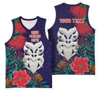 Maori Wheku Meri Kirihimete Personalised Basketball Jersey All Blue Indigenous Maori Motif - Polynesian Pride